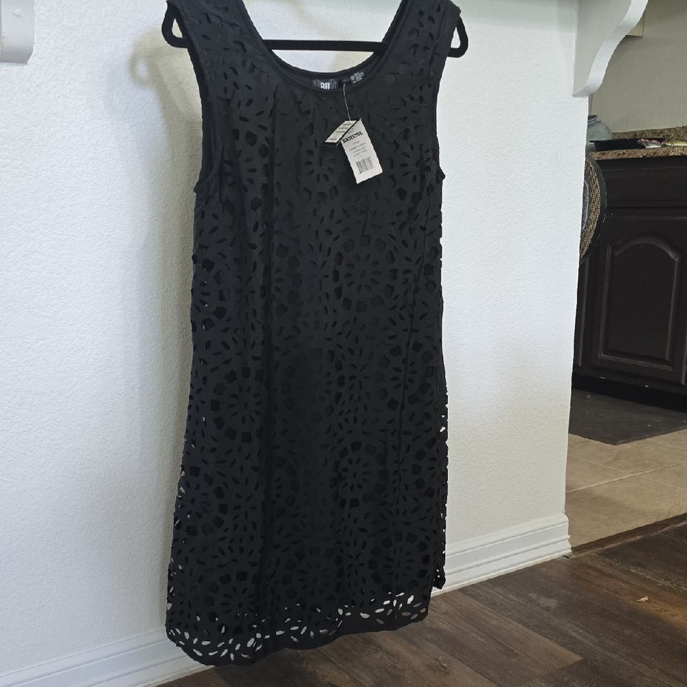 RU RESISTOL Elegant Black Cutout Dress Sz L 0133